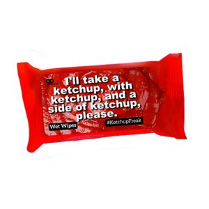 ketchup lovers wipes – funny ketchup gifts – novelty moist towelettes for ketchup freaks – disposable – gag gifts for men – ketchup merchandise – travel size
