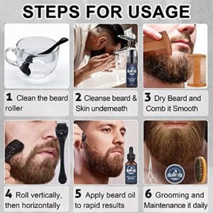 Beard Growth Kit W/Derma Roller/Beard Roller,Beard Wash,2 Packs Beard Oil,Mustache Wax/Beard Balm,Comb,Brush,Scissors,Beard Kit,Beard Grooming Kit for Men Gift Husband Boyfriend Birthday Gifts for Men