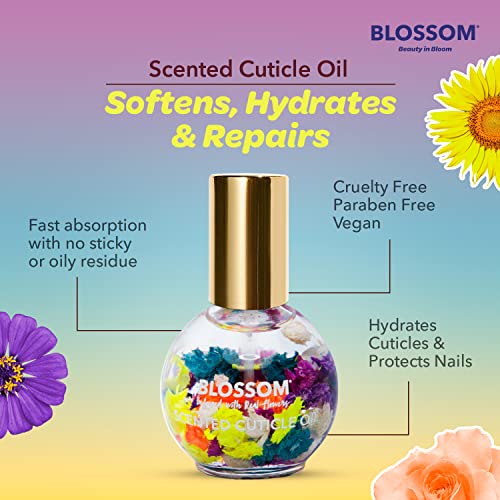 Blossom Hydrating, Moisturizing, Strengthening, Scented Cuticle Oil, Infused with Real Flowers, Made in USA, 0.42 fl. oz, Spring Bouquet