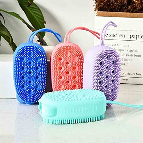 INGVY Dry Brushing Body Brush Non-Toxic Brushes Silicone Body Bath Brush Scrubber Shower Body Shower Brush Baby Showers Washing Massage BrushSoft Exfoliating (Color : Pink)