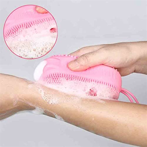 INGVY Dry Brushing Body Brush Non-Toxic Brushes Silicone Body Bath Brush Scrubber Shower Body Shower Brush Baby Showers Washing Massage BrushSoft Exfoliating (Color : Pink)
