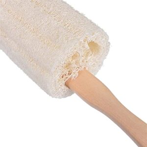 ingvy dry brushing body brush natural exfoliating loofah back sponge scrubber brush with long wooden handle stick holder body shower bath spa