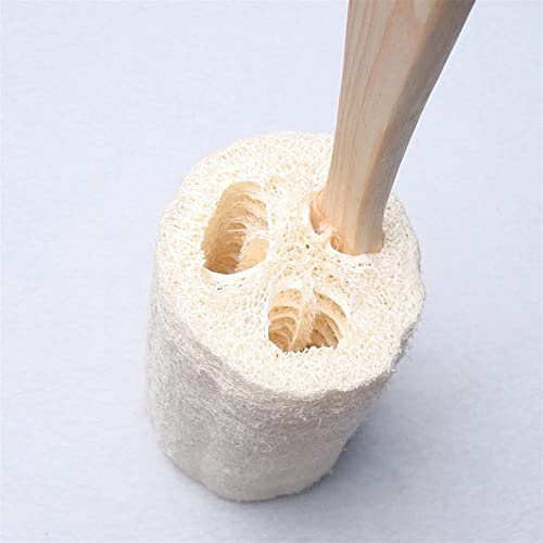 INGVY Dry Brushing Body Brush Natural Exfoliating Loofah Back Sponge Scrubber Brush with Long Wooden Handle Stick Holder Body Shower Bath Spa