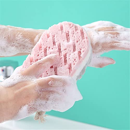 INGVY Dry Brushing Body Brush 1PC Sponge Bath Ball Shower Rub for Whole Body Exfoliation Massage Brush Scrubber Body Brush Sponge Brush Bathroom Accessories (Color : Pink)