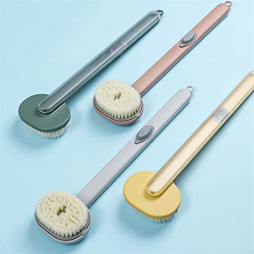 INGVY Dry Brushing Body Brush Long Handle Liquid Bath Brush Bathroom Body Brushes Back Body Bath Shower Sponge Exfoliating Scrub Massager Skin Cleaning Tools (Color : Gray)