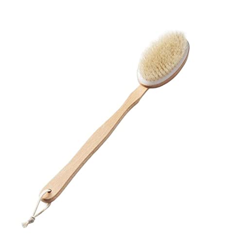 INGVY Dry Brushing Body Brush Wooden Long-Handled Bath Brush Massage Bristle Brush Rubbing Bristles Bathing Soft Brush and Back Artifact