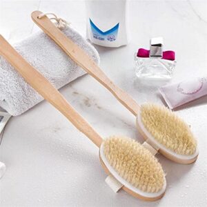 INGVY Dry Brushing Body Brush Wooden Long-Handled Bath Brush Massage Bristle Brush Rubbing Bristles Bathing Soft Brush and Back Artifact