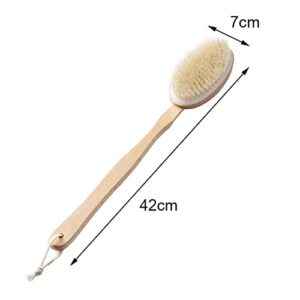 INGVY Dry Brushing Body Brush Wooden Long-Handled Bath Brush Massage Bristle Brush Rubbing Bristles Bathing Soft Brush and Back Artifact