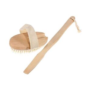 INGVY Dry Brushing Body Brush Wooden Long-Handled Bath Brush Massage Bristle Brush Rubbing Bristles Bathing Soft Brush and Back Artifact