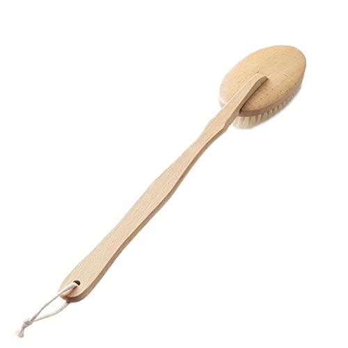 INGVY Dry Brushing Body Brush Wooden Long-Handled Bath Brush Massage Bristle Brush Rubbing Bristles Bathing Soft Brush and Back Artifact