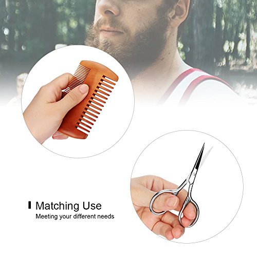 Men's Beard Grooming Set, Double-Sided Comb and Beard Brush Soft Synthetic Hair Styling Brush and Shaving Scissors Shaving Beards and Mustaches(Beard Brush + Comb + Scissors))