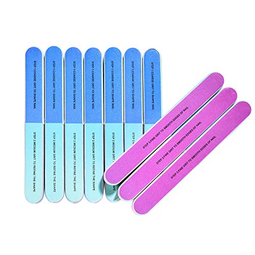 10 PCS IFUNSON Professional 7 Way Nail File and Buffers for Women Girls, Emery Boards, Manicure Tools