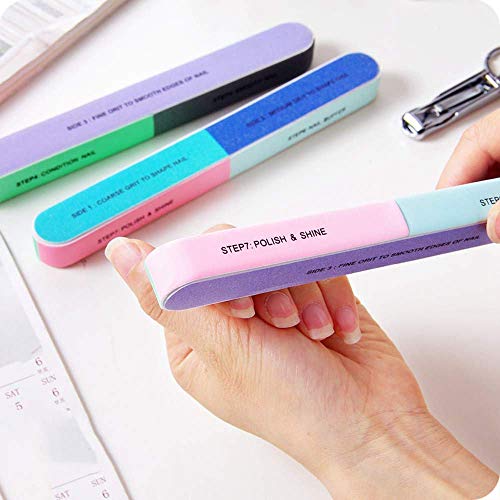 10 PCS IFUNSON Professional 7 Way Nail File and Buffers for Women Girls, Emery Boards, Manicure Tools