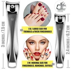 Nail Clippers Set, 2 Pack Ultra-Sharp Toenails & Fingernails Clippers Manicure & Pedicure Cutter Tools Set with Ultra-Long Non-Slip Grip Handle for Thick Toenail, Fingernail, Hangnail, Cuticle