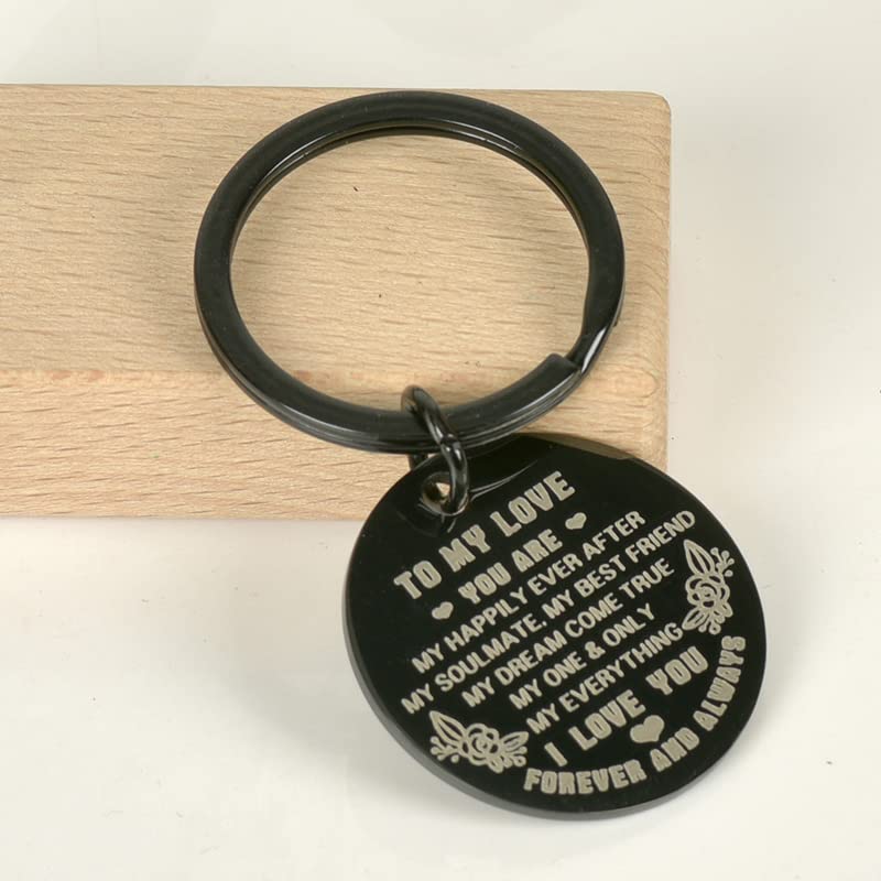 Gift Keychains for Boyfriend Husband Fiance - Wife Girlfriend Gifts for Valantines Day Birthday Anniversary Present for Hubby Wifey BF GF Vday Gifts for Him Her To My Love Black Keychain