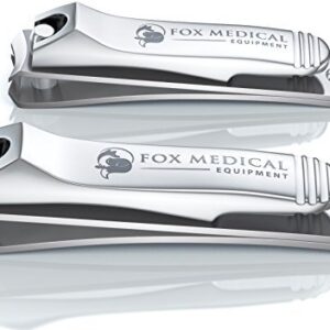 Fox Medical Equipment Professional Nail Clippers - Toenail Clipper for Thick Toenails - Stainless Steel Fingernail Clipper Toe Nail Clipper Set for Men Women Seniors - Best Travel Finger Nail Clip