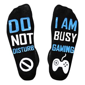 Do Not Disturb I'm Gaming Socks Novelty Gamer Socks,Stocking Stuffers For Men teens Boys Kids Gamer Lovers