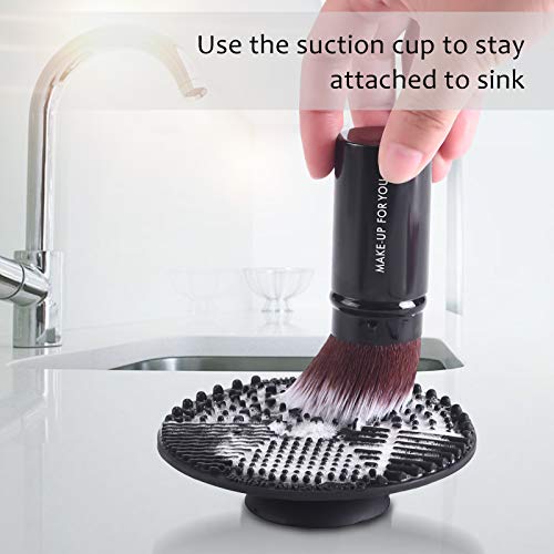 Norate Makeup Brush Cleaner, Brush Cleaning Mat Make up Brush Cleaner Pad Scrubber Tool Cosmetic Silicone Brush Cleaner with Suction Cup for Valentines Day