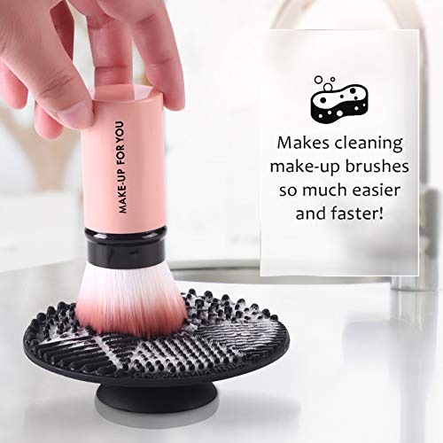 Norate Makeup Brush Cleaner, Brush Cleaning Mat Make up Brush Cleaner Pad Scrubber Tool Cosmetic Silicone Brush Cleaner with Suction Cup for Valentines Day