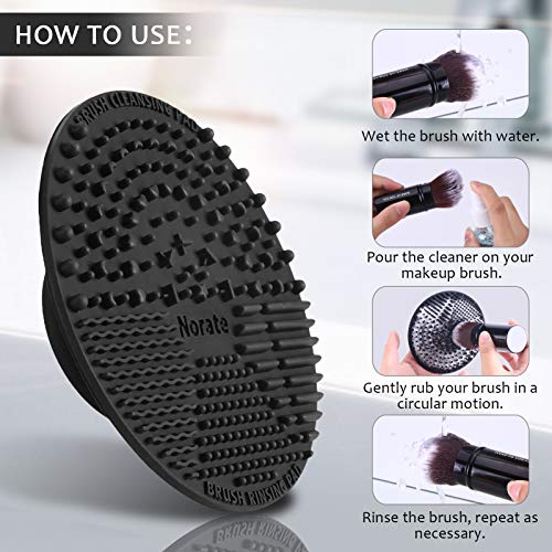 Norate Makeup Brush Cleaner, Brush Cleaning Mat Make up Brush Cleaner Pad Scrubber Tool Cosmetic Silicone Brush Cleaner with Suction Cup for Valentines Day