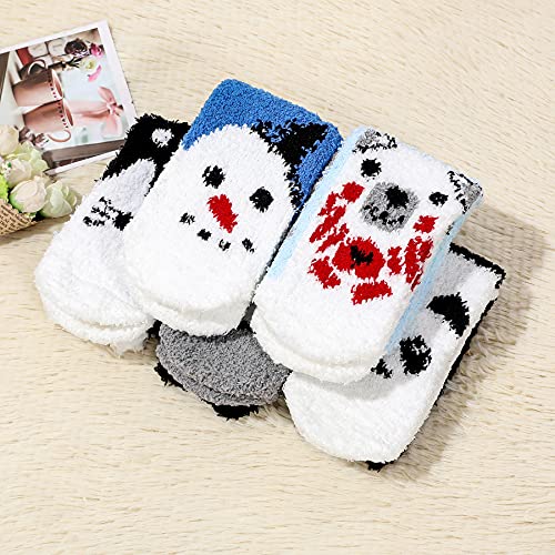 Zando Womens Christmas Fuzzy Socks Athletic Warm Winter Slipper Socks Non Skid Cabin Soft Stocking Stuffers Fluffy Plush Socks Cute Home Sleeping Indoor Grip Socks E 5/Christmas Series One Size