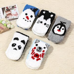 Zando Womens Christmas Fuzzy Socks Athletic Warm Winter Slipper Socks Non Skid Cabin Soft Stocking Stuffers Fluffy Plush Socks Cute Home Sleeping Indoor Grip Socks E 5/Christmas Series One Size