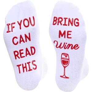happypop funny secret santa gifts wine socks wine gifts for women men, if you can read this socks bring me wine socks mens womens novelty socks wine stocking stuffers