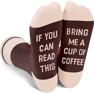 zmart funny saying socks coffee socks coffee gifts for women teens, coffee lovers gifts for her if you can read this bring me coffee coffee stocking stuffers