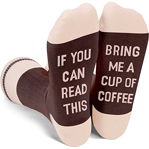 Zmart Funny Saying Socks Coffee Socks Coffee Gifts for Women Teens, Coffee Lovers Gifts for Her If You Can Read This Bring Me Coffee Coffee Stocking Stuffers