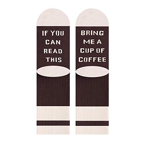 Zmart Funny Saying Socks Coffee Socks Coffee Gifts for Women Teens, Coffee Lovers Gifts for Her If You Can Read This Bring Me Coffee Coffee Stocking Stuffers