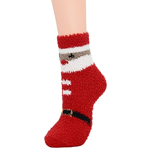 Zando Christmas Socks for Women Comfy Cute Socks Plush Fluffy Cozy Socks Softest Warm Winter Socks Christmas Stocking Stuffers Thick Thermal Fuzzy Socks Funky Cabin SocksK 5/Santa Claus