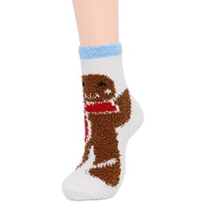 Zando Christmas Socks for Women Comfy Cute Socks Plush Fluffy Cozy Socks Softest Warm Winter Socks Christmas Stocking Stuffers Thick Thermal Fuzzy Socks Funky Cabin SocksK 5/Santa Claus