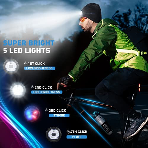 LED Beanie Hat with Light Gifts for Men, Christmas Stocking Stuffers for Men Women Dad Husband Grandpa Boyfriend Brother, Rechargeable Lighted Knit Hat Headlamp Cap Flashlight Beanie Headlight