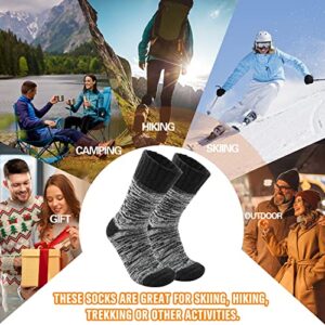 Welwoos Heated Thermal Socks for Women & Men Winter Warm Ski Thick Boot Insulated Gift Socks Stocking Stuffers for Women 3 Pairs (Black,M)