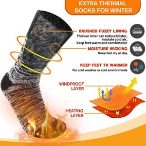 Welwoos Heated Thermal Socks for Women & Men Winter Warm Ski Thick Boot Insulated Gift Socks Stocking Stuffers for Women 3 Pairs (Black,M)