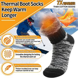 Welwoos Heated Thermal Socks for Women & Men Winter Warm Ski Thick Boot Insulated Gift Socks Stocking Stuffers for Women 3 Pairs (Black,M)