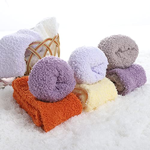 Womens Fuzzy Socks Microfiber Soft Cozy Warm Slipper Sleeping Winter Sock Fluffy Cabin Plush Stocking Stuffers, 6 Pairs for Indoor Home