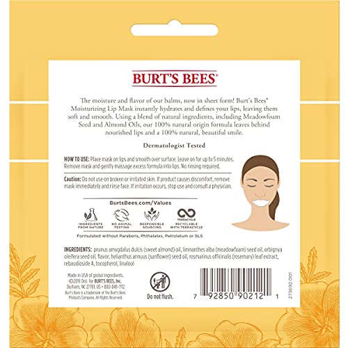 Burt's Bees Lip Masks Easter Basket Stuffers, Ultra Conditioning Lip Care Spring Gift for Women, for All Day Hydration, 100% Natural, Single Use (6 Count)