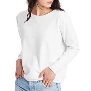 hanes women’s ecosmart crewneck sweatshirt, white, x large