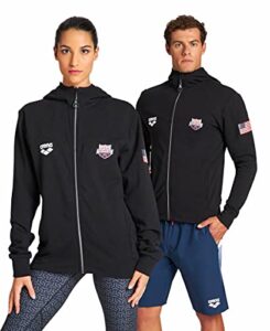 arena womens arena 2020 hooded full zip unisex active workout jacket, black, medium us
