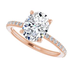 10K Solid Rose Gold Handmade Engagement Ring 1 CT Oval Cut Moissanite Diamond Solitaire Wedding/Bridal Ring for Women/Her Propose Ring Set (5)