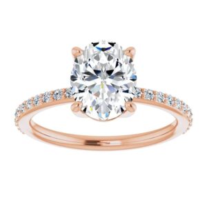 10K Solid Rose Gold Handmade Engagement Ring 1 CT Oval Cut Moissanite Diamond Solitaire Wedding/Bridal Ring for Women/Her Propose Ring Set (5)