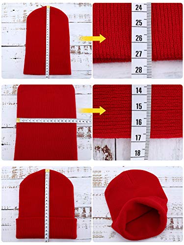 Zhanmai 12 Pieces Knit Hat Beanie Hats Warm Cozy Knitted Cuffed Skull Cap for Adults Kids (Multicolor)