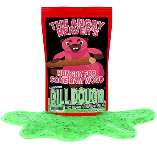 Angry Beaver Stress Relief Putty - Glow in The Dark Dill Dough - Funny Gag Gift for Women - Fun Stress Toy for Adults, Fidget Putty Stocking Stuffers, Relaxing Gift Baskets