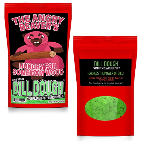 Angry Beaver Stress Relief Putty - Glow in The Dark Dill Dough - Funny Gag Gift for Women - Fun Stress Toy for Adults, Fidget Putty Stocking Stuffers, Relaxing Gift Baskets