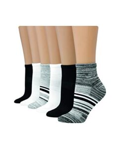 hanes womens hanes women’s 6-pair lightweight breathable ventilation ankle fashion liner socks, black/grey, 5 9 us