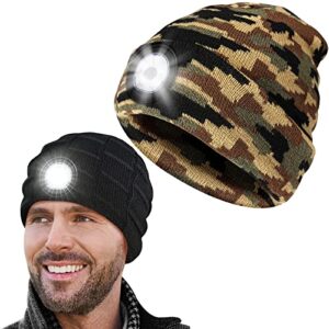 pastaco chirstmas stocking stuffers gifts for men women, 2 pcs led beanie hat with light