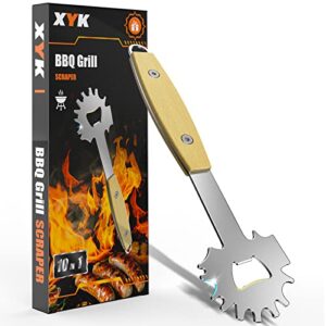 bbq grill scraper gifts for men, stocking stuffers for men, cool bbq gifts for women dad mom husband, bristle free safe bbq scraper fits any grilling grate or smoker cleaning tool and kitchen gadgets