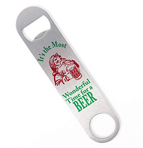 Stocking Stuffer for Men Christmas Beer Bottle Opener Santa Can Cooler Set White Elephant Gift Idea (Bottle Opener)