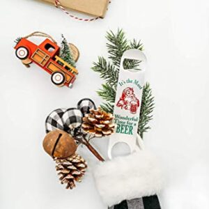 Stocking Stuffer for Men Christmas Beer Bottle Opener Santa Can Cooler Set White Elephant Gift Idea (Bottle Opener)